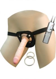 All American Whoppers 7 inches Vibrating Dong Universal Harness Beige